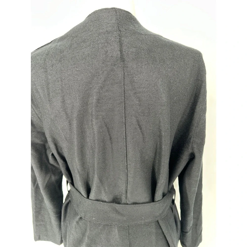 Harris Wharf‎ London Belted Wrap Coat 100% Virgin Wool IT 42 Black Minimalist